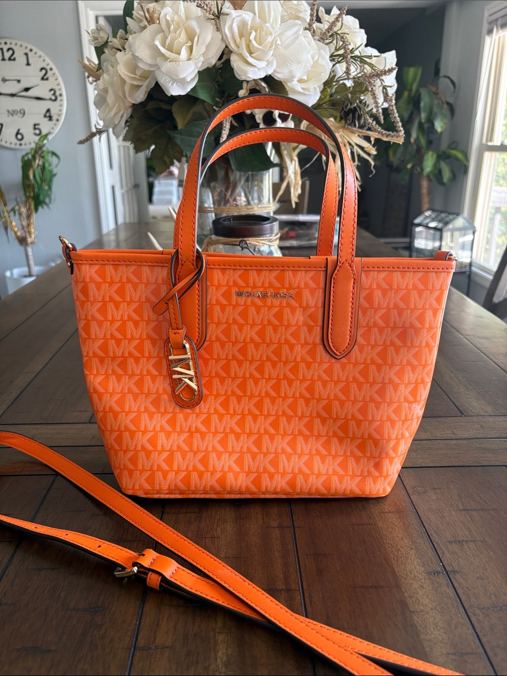 Michael Kors Orange Signature Logo Crossbody Tote